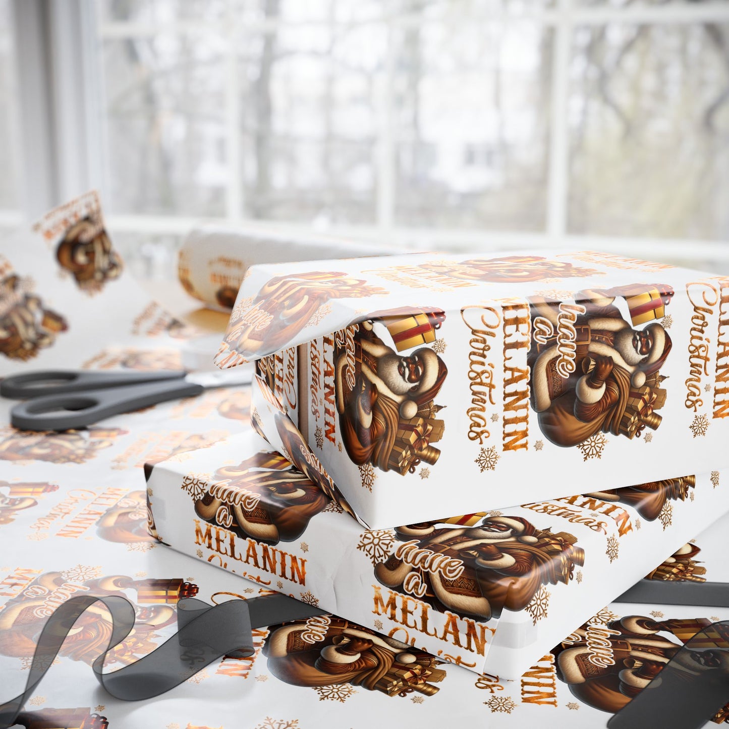 Melanin Santa Festive Wrapping Paper